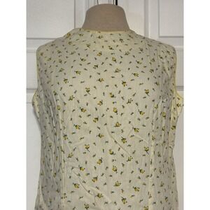 Handmade 60s 70s Yellow Floral Roses Mini Dress A-line Shift Cottage Mod Boho